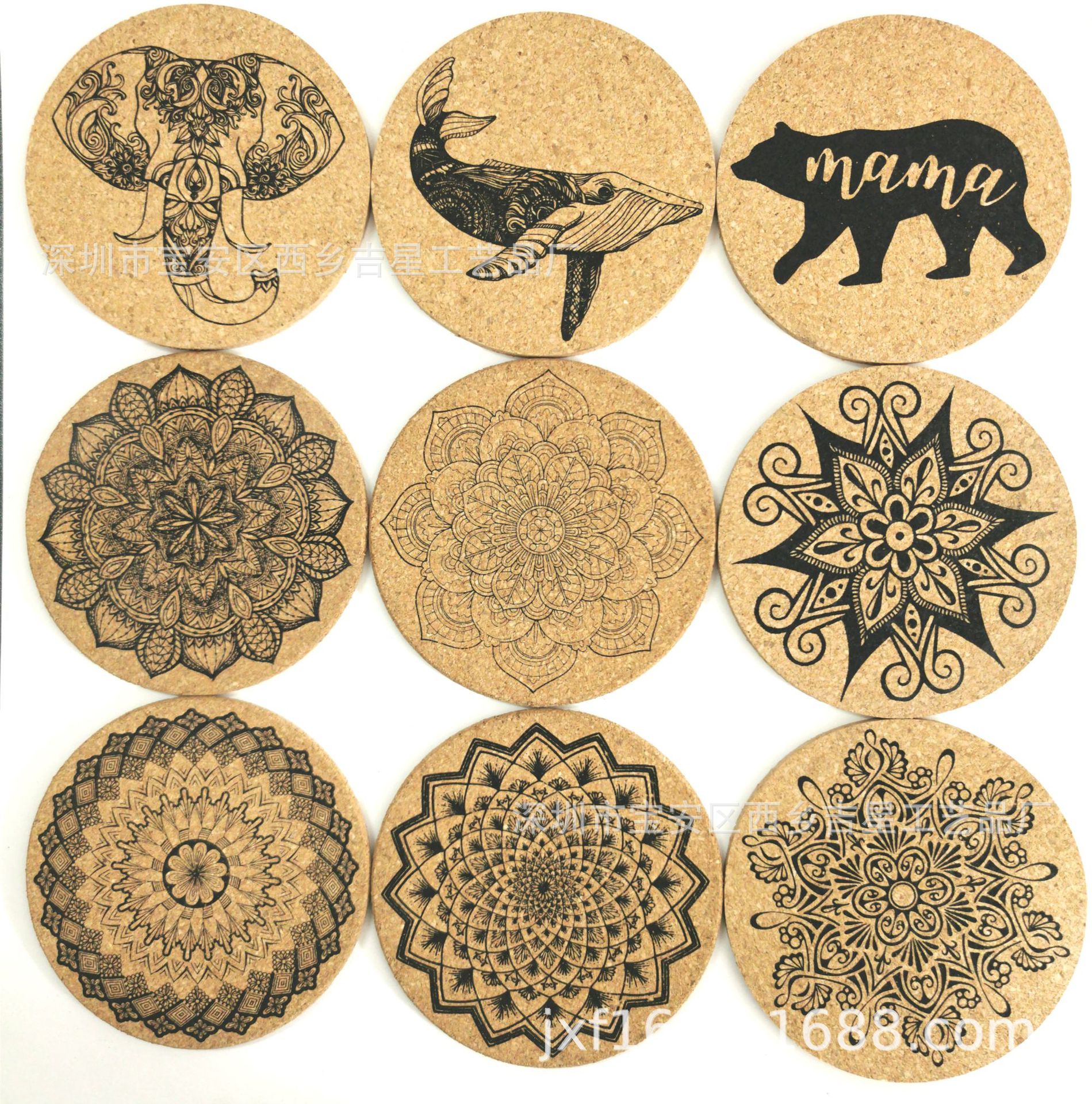 Manufacturer &#039;S Cork Cup Mat Ceramic Coaster Water Absorbent Coaster Automobile Cushion Medium Density Fiberboard Coaster Cork Potholder