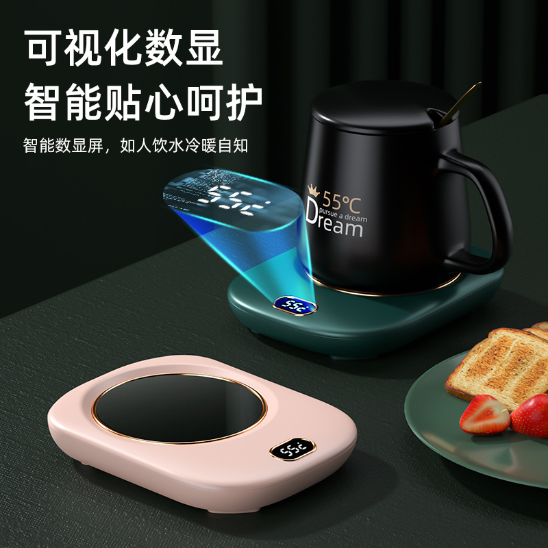 Cross-Border New Arrival Smart Heating Coaster 55 Degrees the Third Gear Touch Thermal Cup Pad Office Ceramic Warm Cup Gift