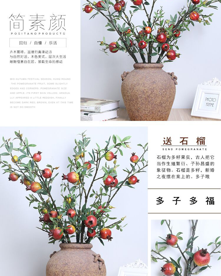 Artificial plant 6 pomegranate tree branches at home sitting room vase decoration interior decoration fake flowers a substitute hair
