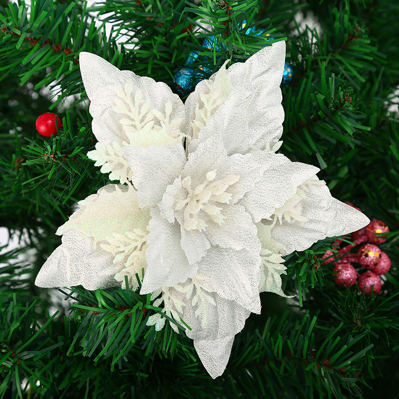 Big Pointed Corner Christmas plus Flower Circumference Christmas Tree Matching Products Wholesale 18cm Plastic Three-Dimensional Christmas Decoration Artificial Flower