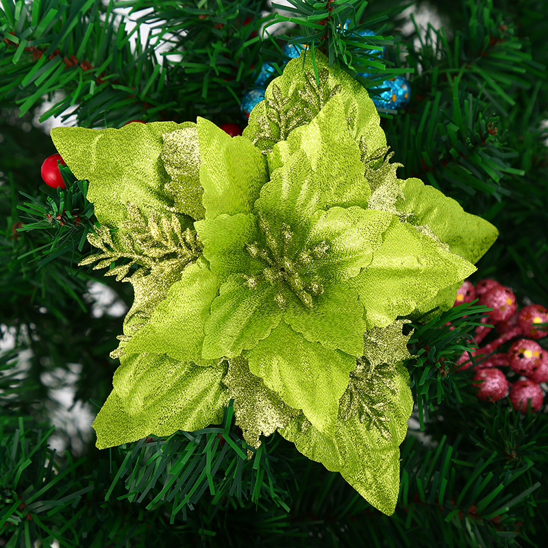 Big Pointed Corner Christmas plus Flower Circumference Christmas Tree Matching Products Wholesale 18cm Plastic Three-Dimensional Christmas Decoration Artificial Flower