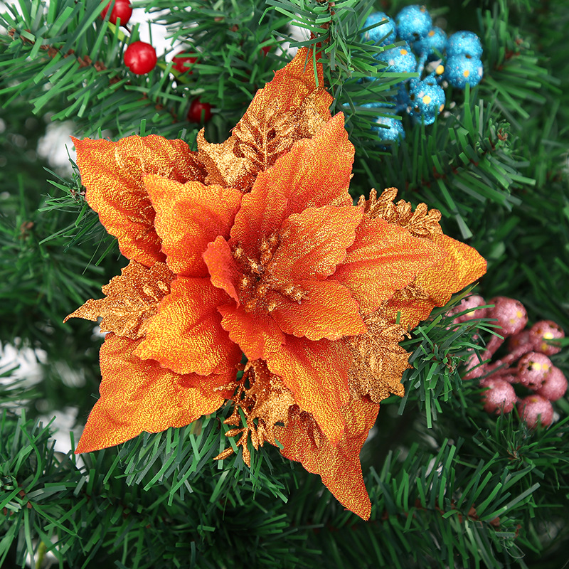 Big Pointed Corner Christmas plus Flower Circumference Christmas Tree Matching Products Wholesale 18cm Plastic Three-Dimensional Christmas Decoration Artificial Flower