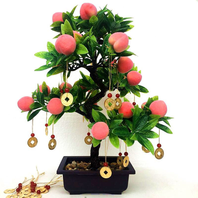 Artificial Flower Apple Tree Artificial Peach Tree Money Tree Lucky Artificial Flower Living Room Decoration Green Plant Decoration Furnishings
