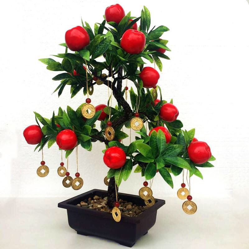 Artificial Flower Apple Tree Artificial Peach Tree Money Tree Lucky Artificial Flower Living Room Decoration Green Plant Decoration Furnishings