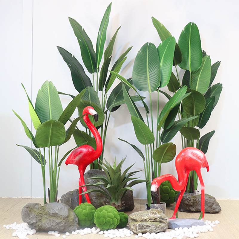 Factory Wholesale Simulation Plant Nordic Bonsai Artificial Artificial Flower Tree Indoor Large Bonsai Simulation Green Plant Ravenala