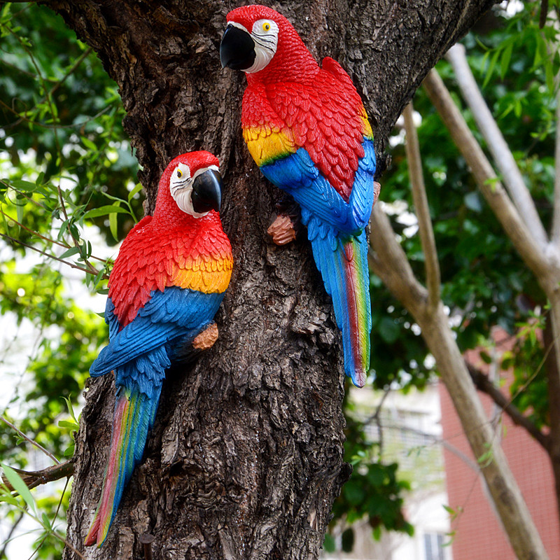Artificial Wall Hanging Parrot Tree Wall Hanging Tree Decorations Crafts Bird Model Cross-Border Amazon