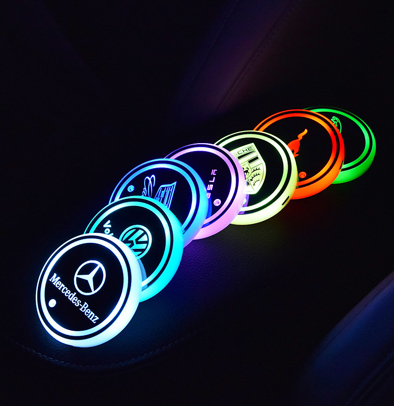 Car LED Luminous Water Cup Mat Colorful Water Cup Mat Car Headlamp Solar USB Charging Non-Slip Coaster Car LED Luminous Water Cup Mat Colorful Water Cup Mat Car Headlamp Solar USB Charging Non-Slip Coaster
