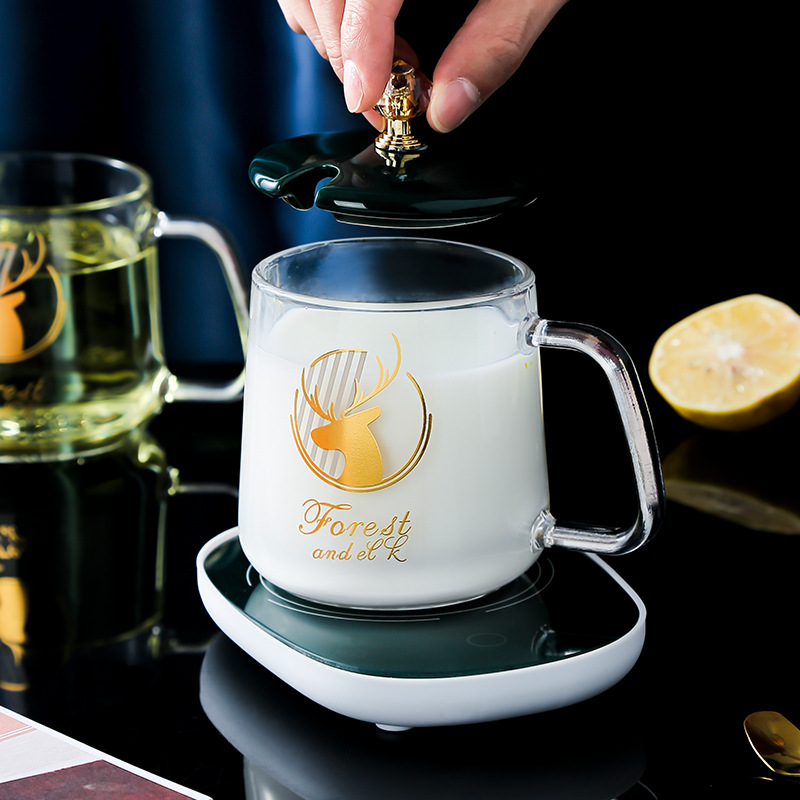 Insulated Coaster Water Cup Gift Glass Cup Set Wholesale Coffee Cup with Lid Constant Temperature Warm Mug Hot Sale