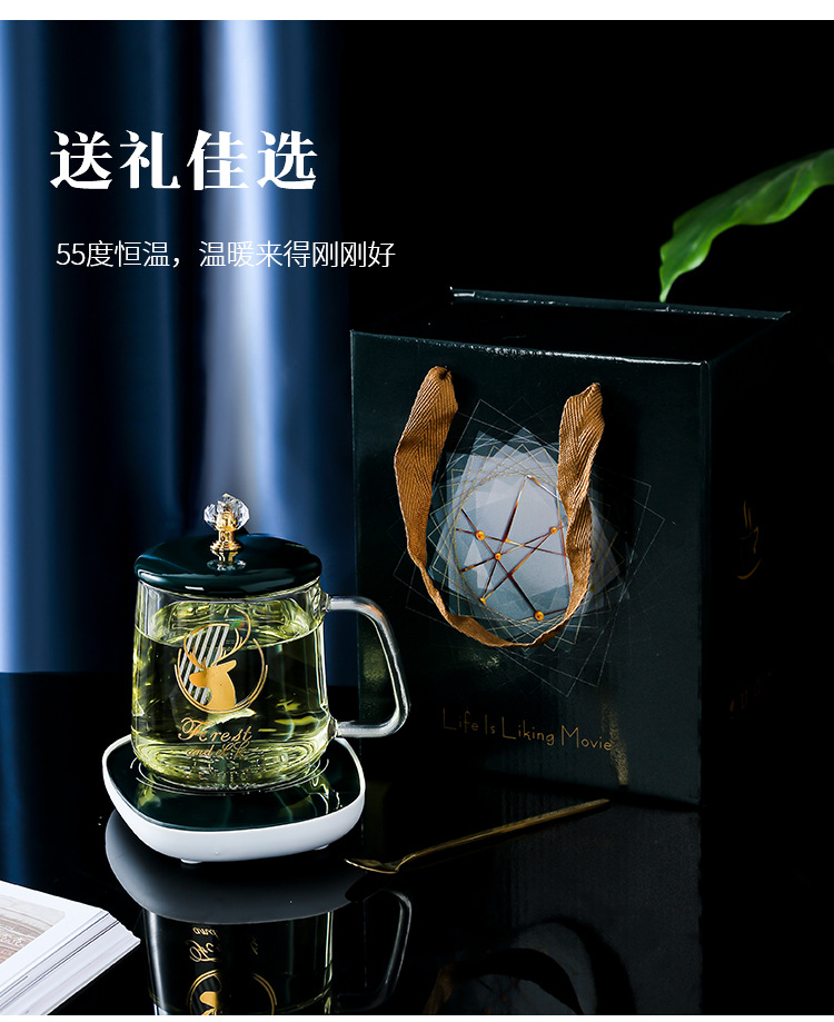 Insulated Coaster Water Cup Gift Glass Cup Set Wholesale Coffee Cup with Lid Constant Temperature Warm Mug Hot Sale