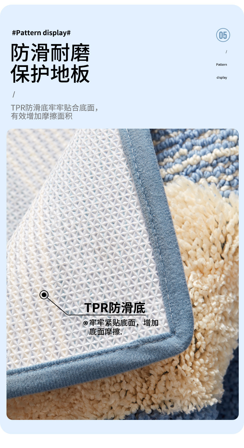 Amazon Bedroom Non-Slip Carpet Door Mat Cross-Border High and Low Plush Bathroom Door Bathtub Absorbent Floor Mat