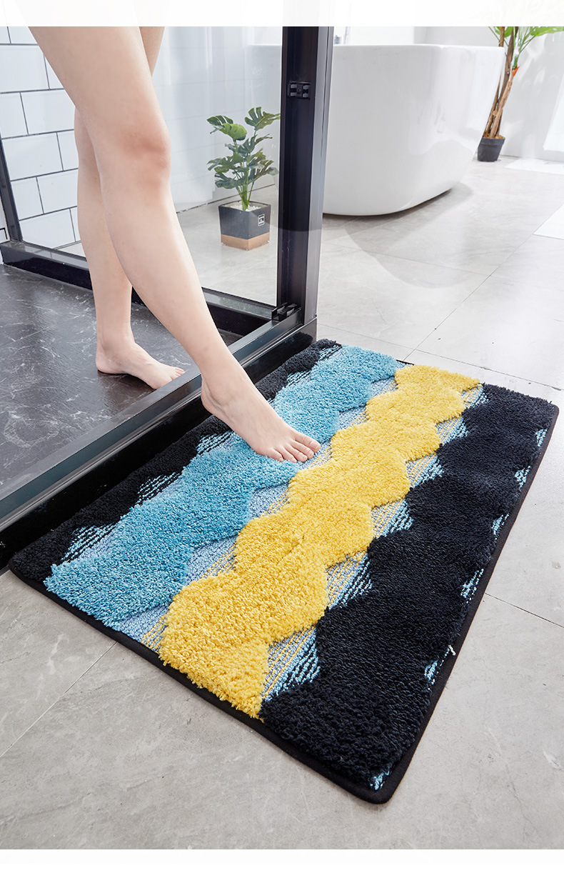 Amazon Bedroom Non-Slip Carpet Door Mat Cross-Border High and Low Plush Bathroom Door Bathtub Absorbent Floor Mat