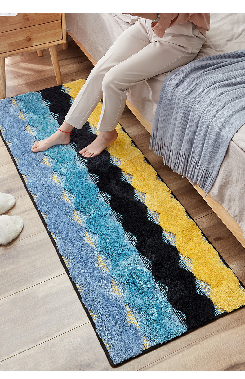 Amazon Bedroom Non-Slip Carpet Door Mat Cross-Border High and Low Plush Bathroom Door Bathtub Absorbent Floor Mat