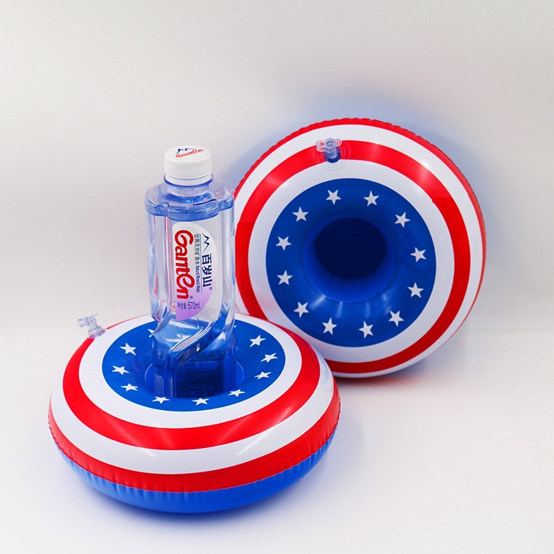 Us Flag inflatable Cup Holder Inflatable Water coaster floating Beverage cup holder Stars and Stripes