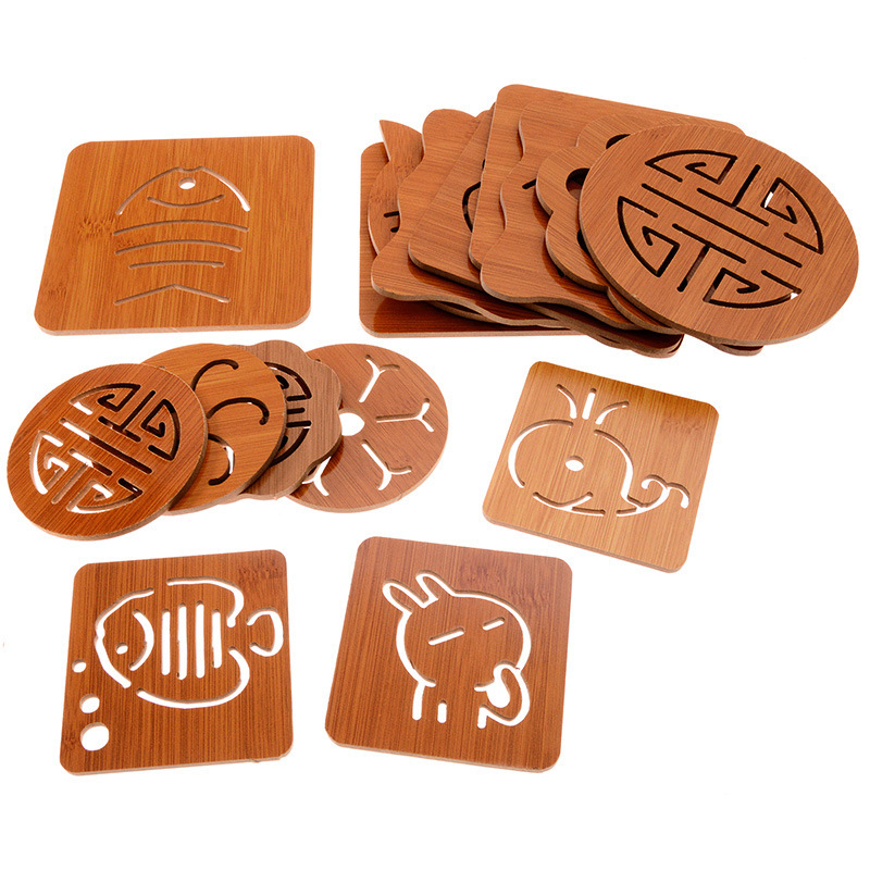 Wooden Placemat Heat Proof Mat Dining Table Cushion Plate Mat Household Anti-Scald Pad Potholder Casserole Mat Potholder Bowl Coaster Cup Coaster Vegetable Mat