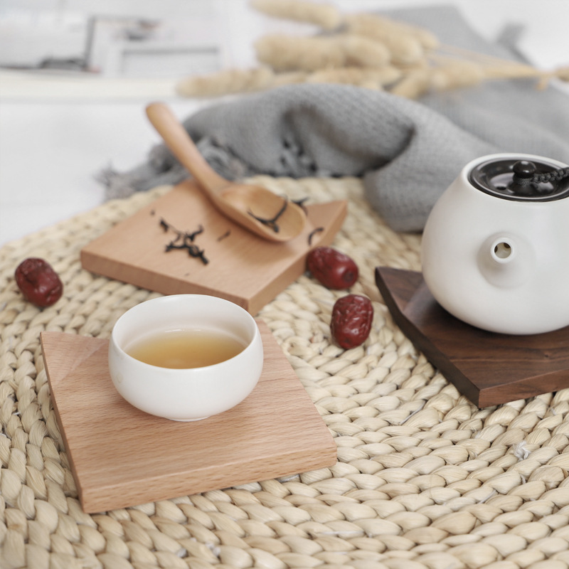 Black Walnut Folding Corner Coaster Solid Wood Wooden Heat Insulation Tea Set Mat Creative Cup Saucer Pot Tray Accessories
