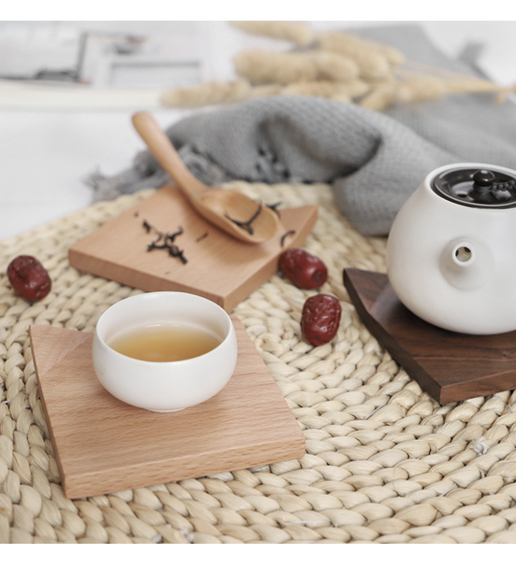 Black Walnut Folding Corner Coaster Solid Wood Wooden Heat Insulation Tea Set Mat Creative Cup Saucer Pot Tray Accessories