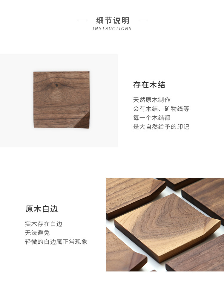 Black Walnut Folding Corner Coaster Solid Wood Wooden Heat Insulation Tea Set Mat Creative Cup Saucer Pot Tray Accessories
