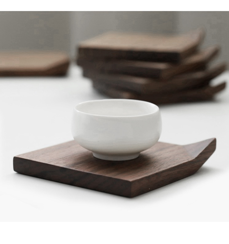 Black Walnut Folding Corner Coaster Solid Wood Wooden Heat Insulation Tea Set Mat Creative Cup Saucer Pot Tray Accessories