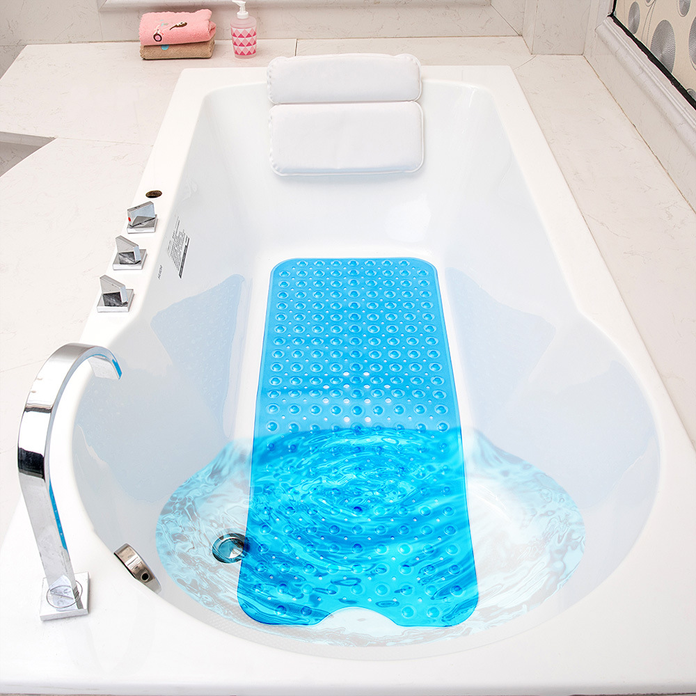 Cross-Border Explosion 100*40 Large Bathroom Anti-Silp Mat of Bathtub Hot Sale Toilet Floor Mat Elastic PVC Floor Mat in Stock