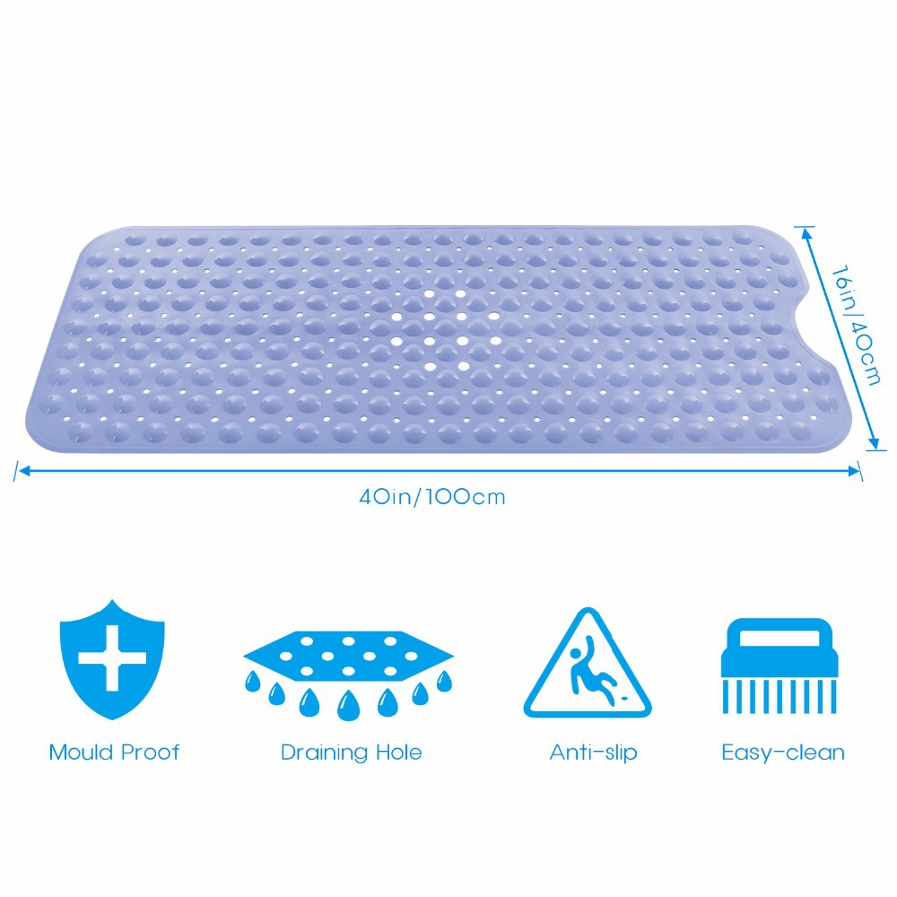 Cross-Border Explosion 100*40 Large Bathroom Anti-Silp Mat of Bathtub Hot Sale Toilet Floor Mat Elastic PVC Floor Mat in Stock