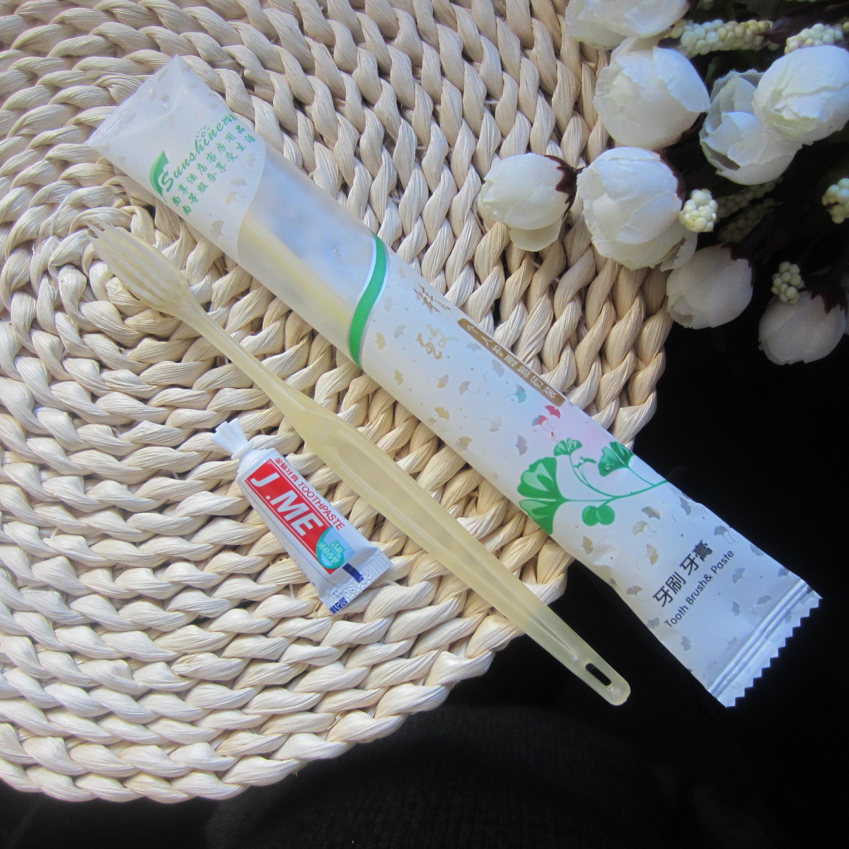 Hotel Hotel Toothbrush Supplies Disposable Toothbrush Toothpaste Tooth Brushing Utensil 2-in-1 Package Soft-Bristle Toothbrush Wholesale