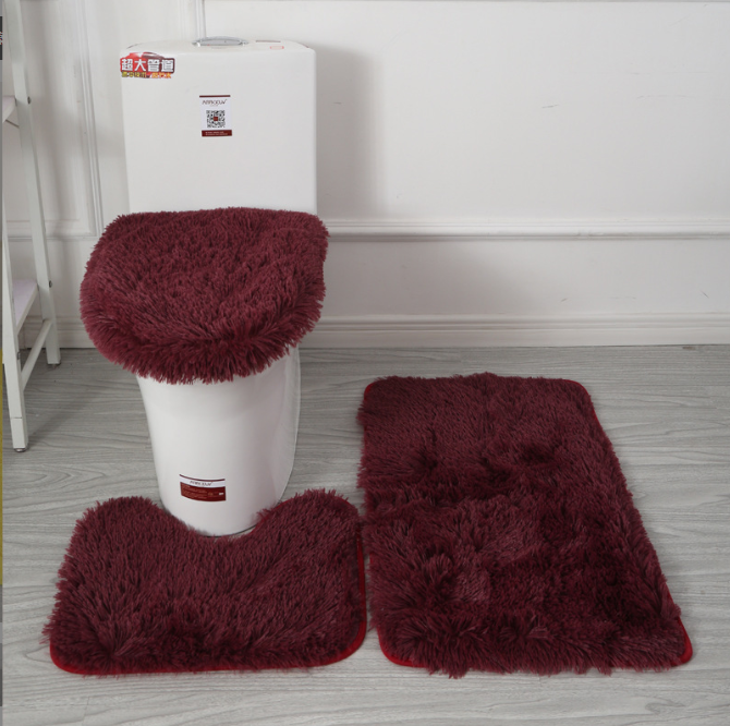 Cross-Border Delivery Toilet Bathroom Toilet Bathtub Nordic Style Floor Mat PVC Non-Slip Mat Three-Piece Silk Set