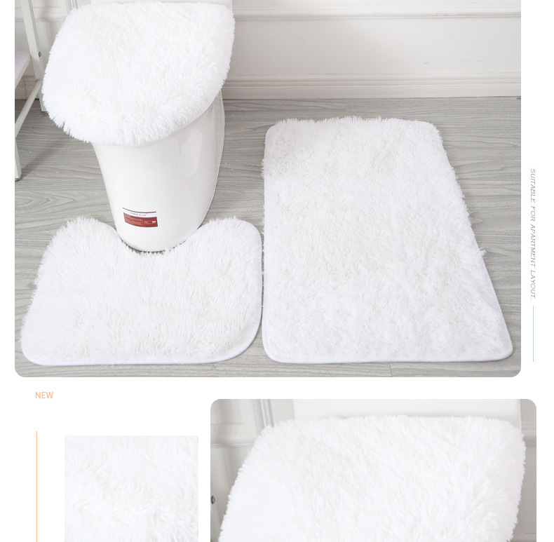Cross-Border Delivery Toilet Bathroom Toilet Bathtub Nordic Style Floor Mat PVC Non-Slip Mat Three-Piece Silk Set