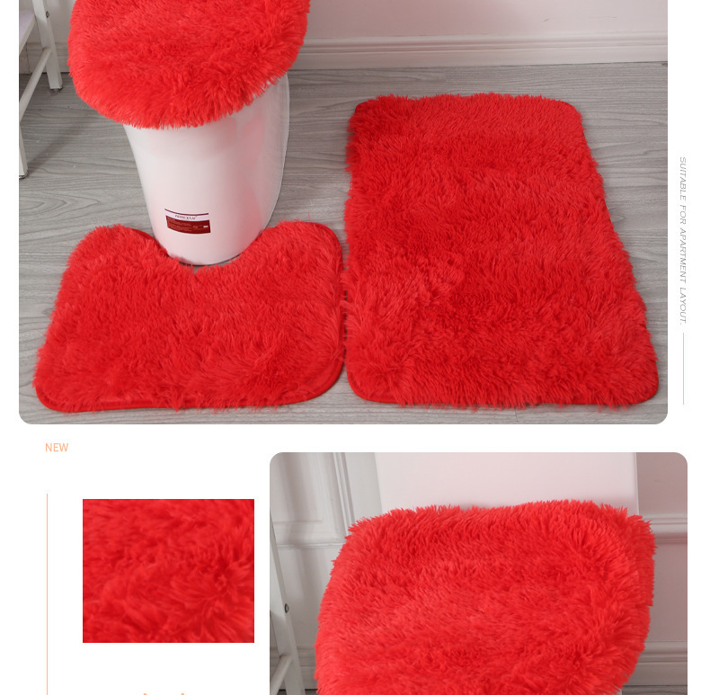 Cross-Border Delivery Toilet Bathroom Toilet Bathtub Nordic Style Floor Mat PVC Non-Slip Mat Three-Piece Silk Set