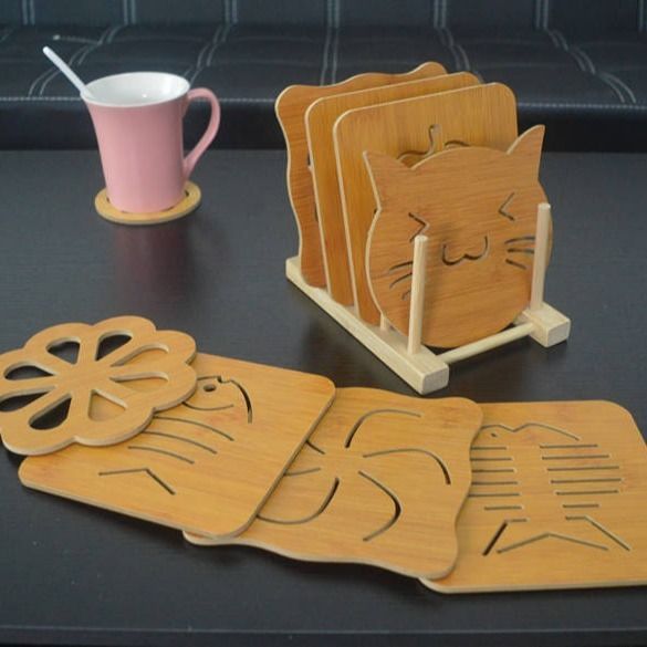 Wooden Placemat Heat Proof Mat Creative Table Mat Plate Household Anti-Scald Pad Potholder Casserole Mat Potholder Bowl Coaster Cup Coaster Placemat