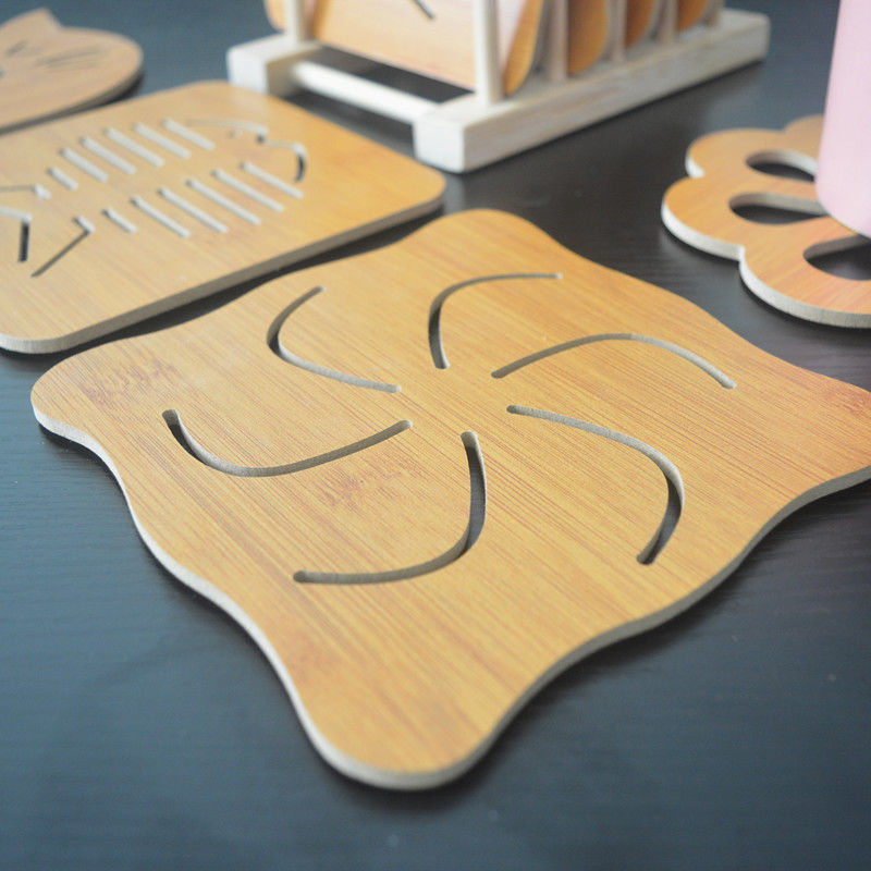 Wooden Placemat Heat Proof Mat Creative Table Mat Plate Household Anti-Scald Pad Potholder Casserole Mat Potholder Bowl Coaster Cup Coaster Placemat