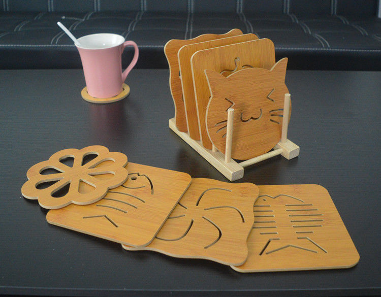 Wooden Placemat Heat Proof Mat Creative Table Mat Plate Household Anti-Scald Pad Potholder Casserole Mat Potholder Bowl Coaster Cup Coaster Placemat