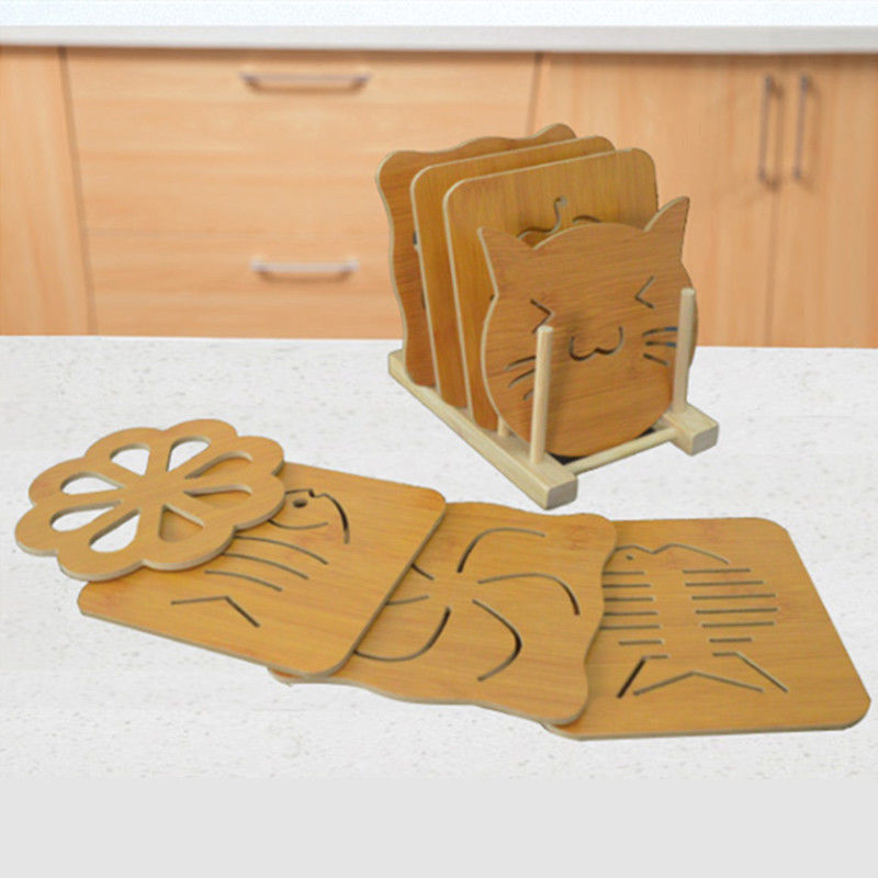 Wooden Placemat Heat Proof Mat Creative Table Mat Plate Household Anti-Scald Pad Potholder Casserole Mat Potholder Bowl Coaster Cup Coaster Placemat