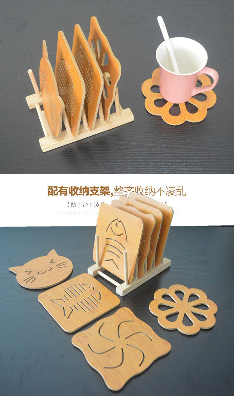 Wooden Placemat Heat Proof Mat Creative Table Mat Plate Household Anti-Scald Pad Potholder Casserole Mat Potholder Bowl Coaster Cup Coaster Placemat