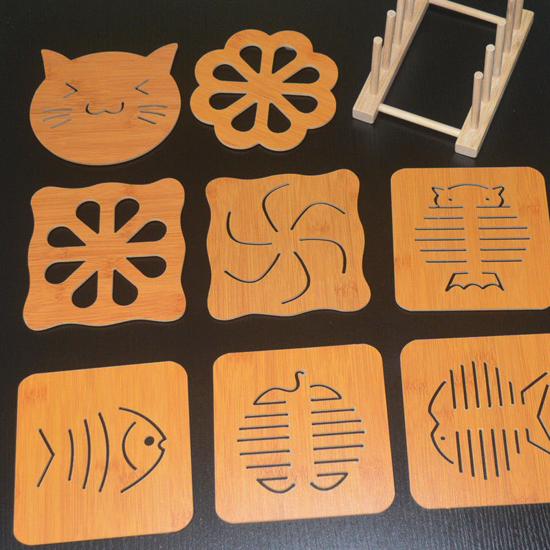 Wooden Placemat Heat Proof Mat Creative Table Mat Plate Household Anti-Scald Pad Potholder Casserole Mat Potholder Bowl Coaster Cup Coaster Placemat
