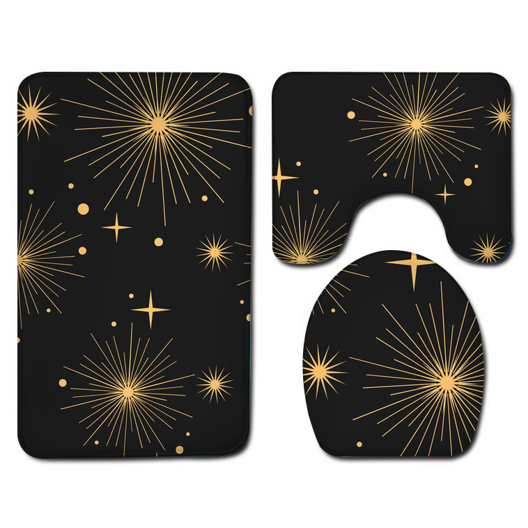 Amazon Bathroom Three-Piece Floor Mat Flannel Washed Toilet Floor Mat Bathtub Side Non-Slip Foot Mat Toilet Mat