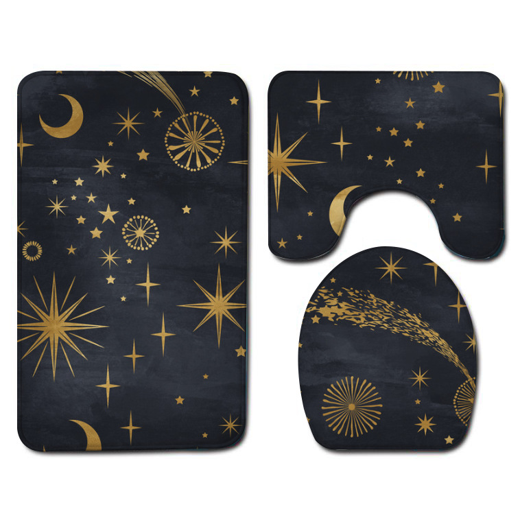 Amazon Bathroom Three-Piece Floor Mat Flannel Washed Toilet Floor Mat Bathtub Side Non-Slip Foot Mat Toilet Mat
