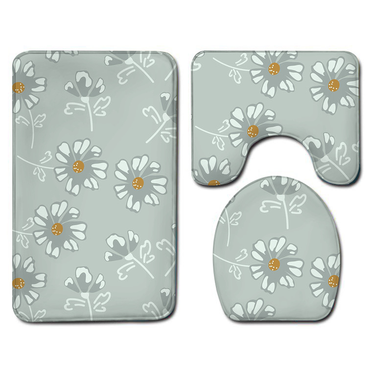 Amazon Bathroom Three-Piece Floor Mat Flannel Washed Toilet Floor Mat Bathtub Side Non-Slip Foot Mat Toilet Mat