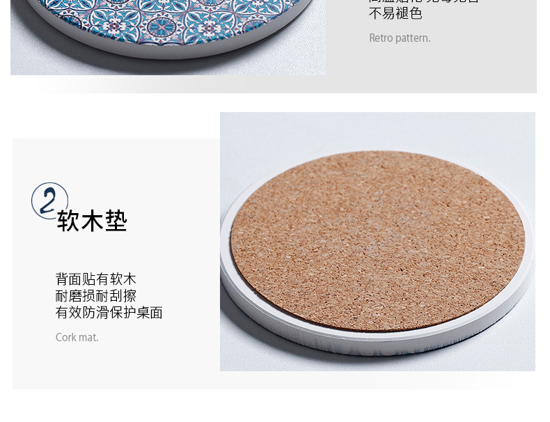 Bohemian Ceramic Diatom Ooze Water Absorbent Coaster Ins Creative Kitchen Home Style round Decals Table Mat Cup Mat