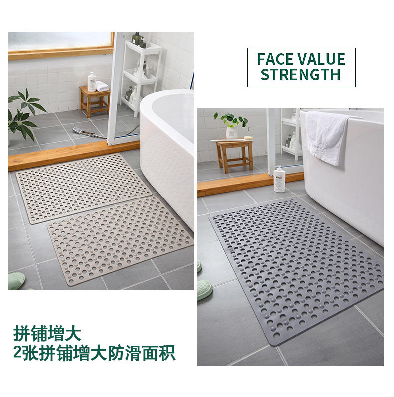 Non-Slip Floor Mat Hollow TPR Bathroom Bathtub Mat Simple Modern Odorless Soft and Thickened Durable Floor Mat with Suction Cup