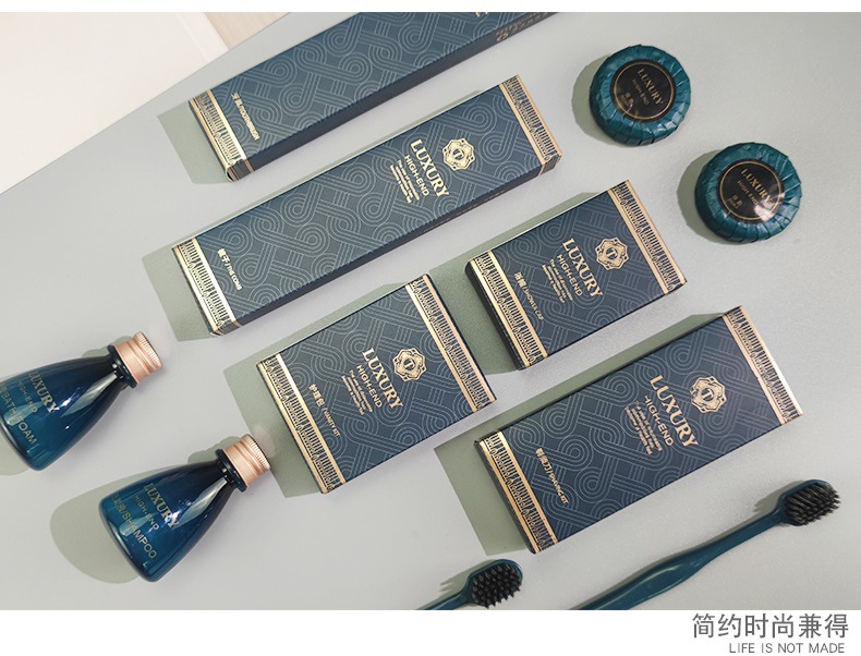 High-End Star Hotel Disposable Toothbrush Toothpaste Cassette Set High-End Wide Head Toothbrush Bronzing Blue High-End Star Hotel Disposable Toothbrush Toothpaste Cassette Set High-End Wide Head Toothbrush Bronzing Blue