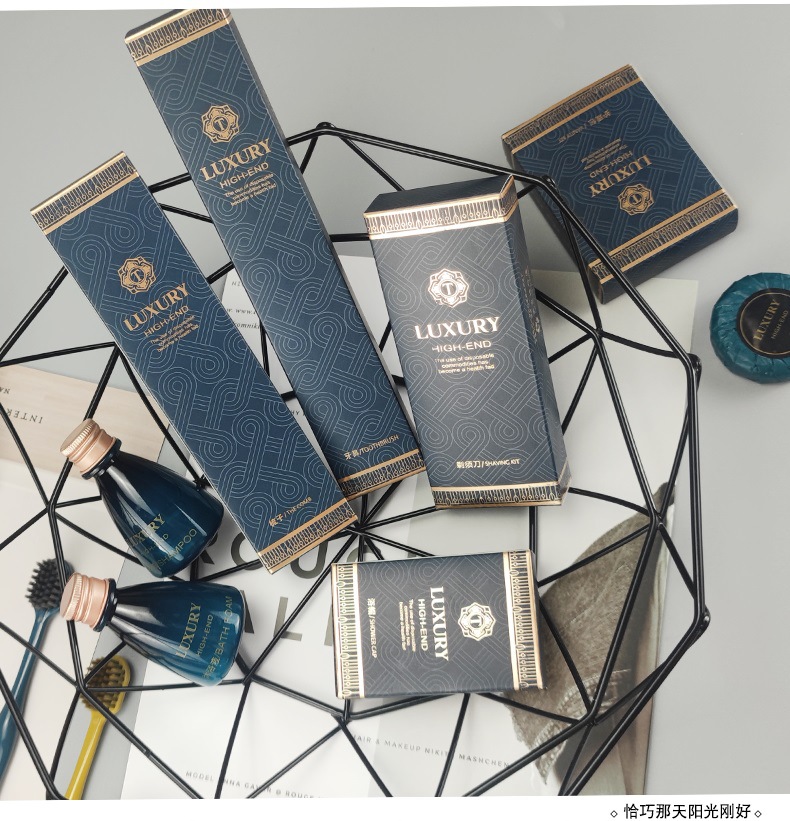 High-End Star Hotel Disposable Toothbrush Toothpaste Cassette Set High-End Wide Head Toothbrush Bronzing Blue High-End Star Hotel Disposable Toothbrush Toothpaste Cassette Set High-End Wide Head Toothbrush Bronzing Blue
