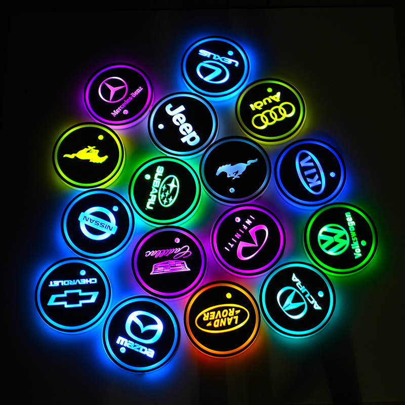Cross-Border Hot Selling Car Luminous Led Water Cup Mat Non-Slip Mat Colorful Led Coaster Solar Coaster