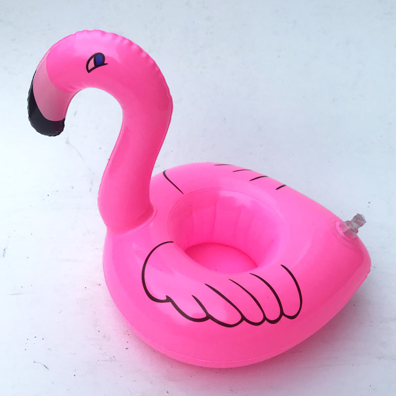 Spot PVC Inflatable Water Sports Goods Flamingo Coaster Inflatable Water Floating Beverage Cup Holder Cup Holder