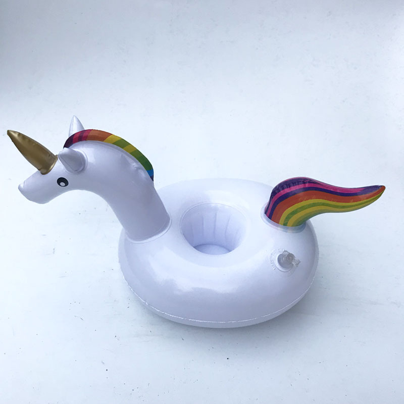 Spot PVC Inflatable Water Sports Goods Flamingo Coaster Inflatable Water Floating Beverage Cup Holder Cup Holder