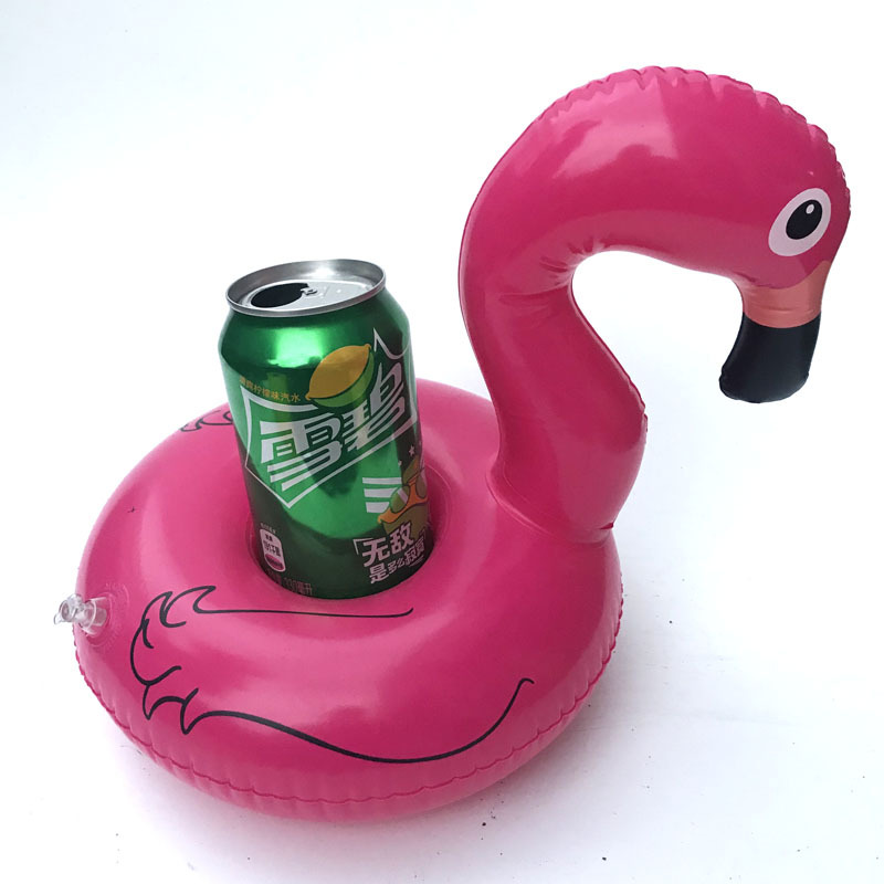 Spot PVC Inflatable Water Sports Goods Flamingo Coaster Inflatable Water Floating Beverage Cup Holder Cup Holder