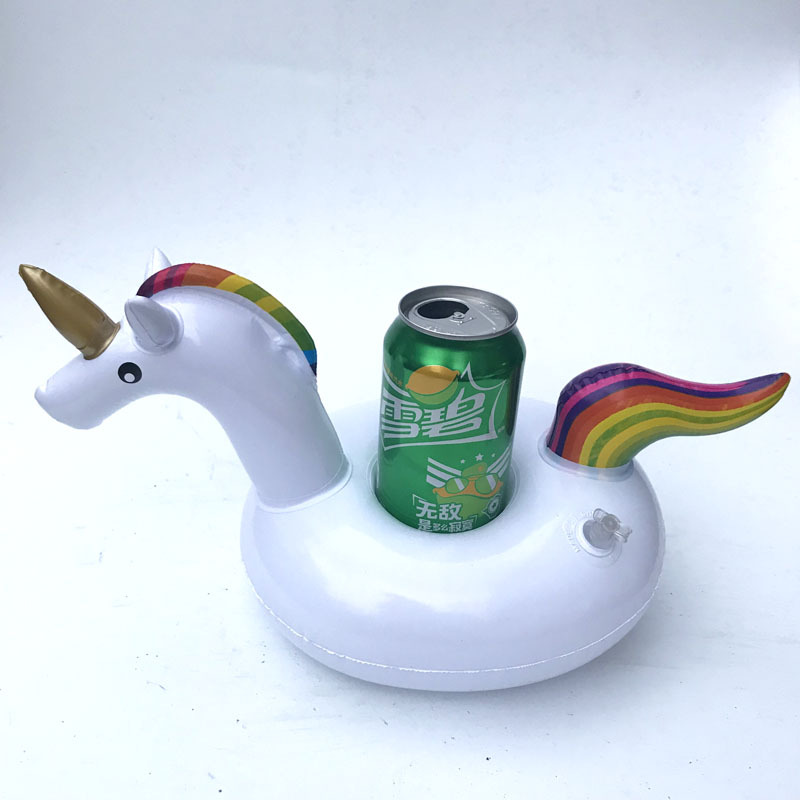 Spot PVC Inflatable Water Sports Goods Flamingo Coaster Inflatable Water Floating Beverage Cup Holder Cup Holder