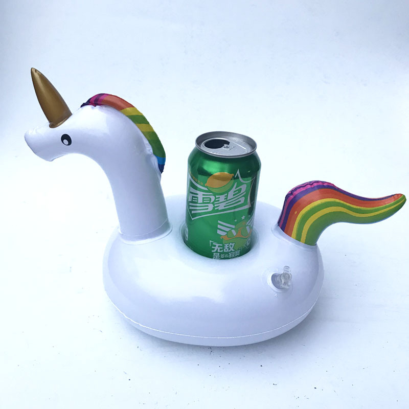 Spot PVC Inflatable Water Sports Goods Flamingo Coaster Inflatable Water Floating Beverage Cup Holder Cup Holder