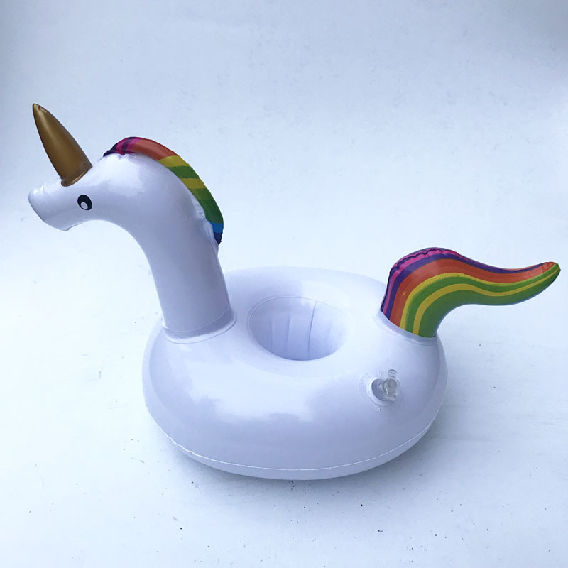 Spot PVC Inflatable Water Sports Goods Flamingo Coaster Inflatable Water Floating Beverage Cup Holder Cup Holder