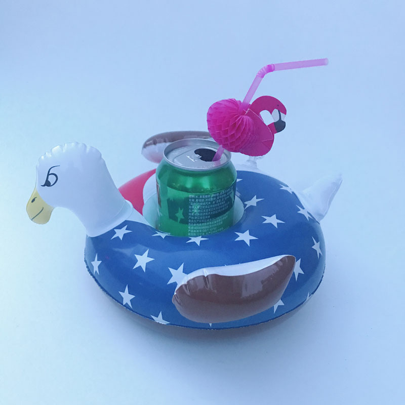 Spot PVC Inflatable Water Sports Goods Flamingo Coaster Inflatable Water Floating Beverage Cup Holder Cup Holder