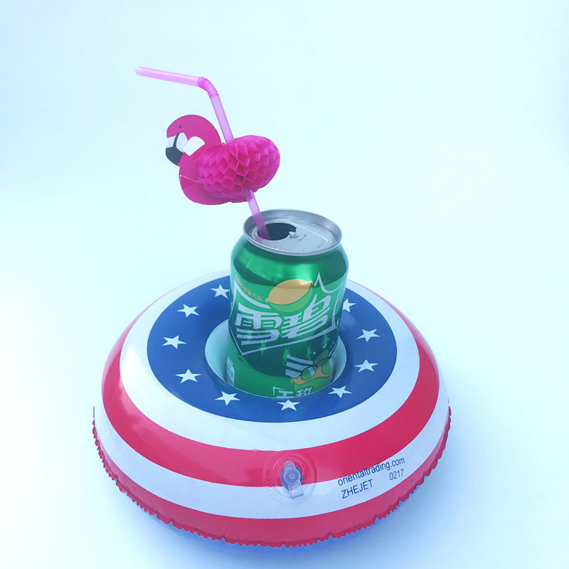 Spot PVC Inflatable Water Sports Goods Flamingo Coaster Inflatable Water Floating Beverage Cup Holder Cup Holder